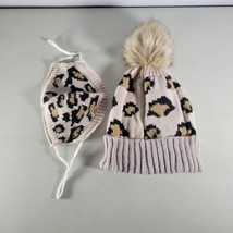 Womens Beanie With Pom Pom and Mask OS Tan With Pattern No Tags PS - £6.70 GBP