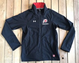 Under Armour Men&#39;s UofU Zip Up Athletic Jacket Size S In Black/red EUC D3 - $25.84