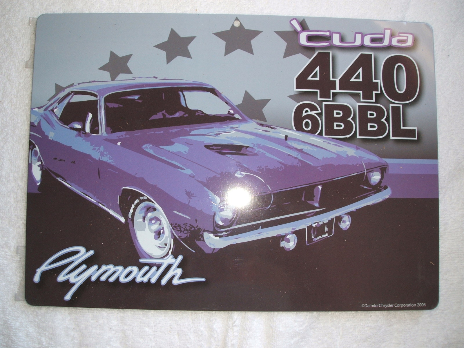 OLD VTG Plymouth - 'Cuda 440 6BBL' Tin Metal Sign - $20.00