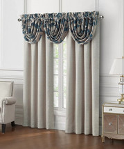 Waterford Laurent 3 Waterfall Valances Navy Scroll New Lined - $146.88