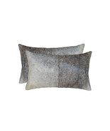 Set Of 2 Gray And White Natural Cowhide Pillows - $216.13 CAD