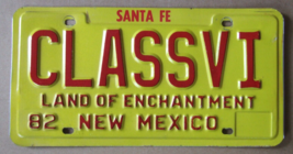 NEW MEXICO PERSONALIZED VANITY LICENSE PLATE  CLASSVI (CLASSICS)  1982  ... - £43.06 GBP