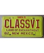 NEW MEXICO PERSONALIZED VANITY LICENSE PLATE  CLASSVI (CLASSICS)  1982  ... - £42.70 GBP