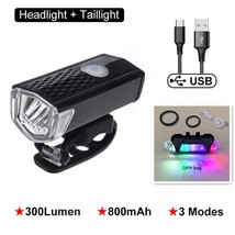 2Pcs Bike Light Set LED USB Rechargeable 300 Lumens 3 Modes Bicycle Lamp MTB Roa - $40.35