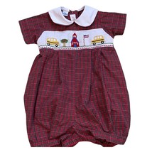 Red Plaid School Theme Embroidered Romper/Jumper Sz 12 Months - £15.09 GBP