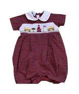 Red Plaid School Theme Embroidered Romper/Jumper Sz 12 Months - £15.32 GBP
