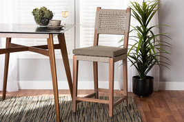 Keita Gray Woven Rope Mahogany Counter Stool - $10,816.86 MXN