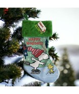 Snoopy Woodstock Christmas Stocking Blue Green Holiday Stocking NEW - £10.04 GBP