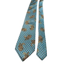 DAKS London New York Silk Tie Blue Paisley Pattern Made in USA Necktie - $9.12