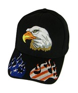 USA Men&#39;s Patriotic Eagle Adjustable Baseball Cap (Flames Black) - £11.94 GBP