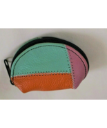 New Handmade Patchwork Sheepskin Leather Color Mini Coin Zipper Pouch Pu... - $112.14 MXN