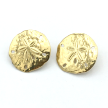 CROWN TRIFARI sand dollar clip-on earrings - yellow gold-plated vtg beach resort - £15.98 GBP