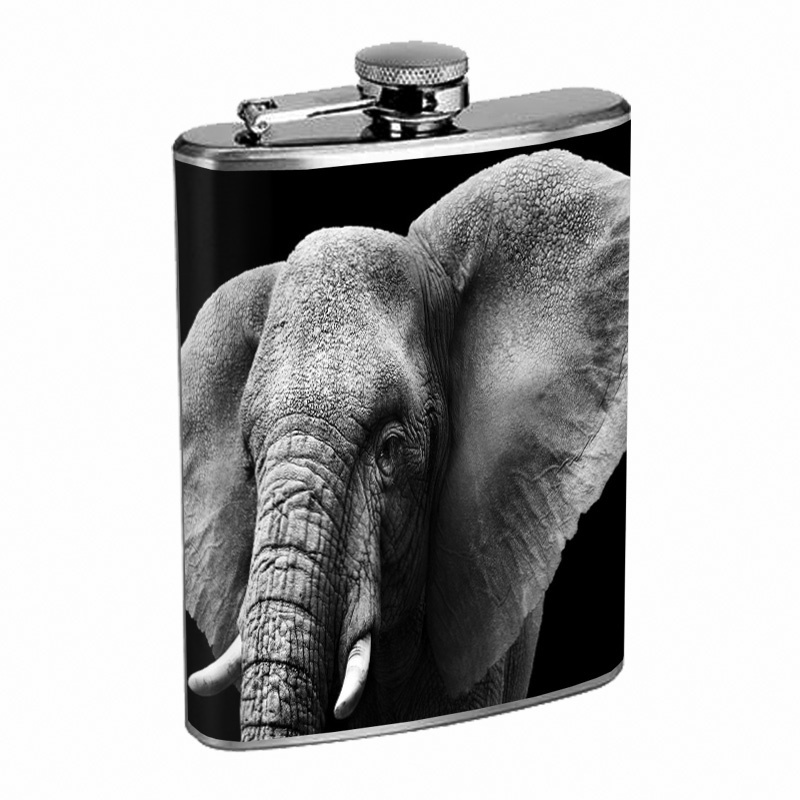 Elephant Art D23 Flask 8oz Stainless Steel Hip Drinking Whiskey - $16.78