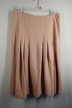 Vtg Sonia Rykiel 31&quot; Waist 100% Wool Peach Orange Pleated Midi Skirt - £41.83 GBP