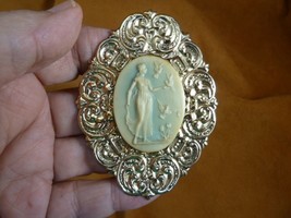 (CM17-14) WOMAN Feeding little songbird BIRDS flower CAMEO love bird Pin pendant - £25.98 GBP