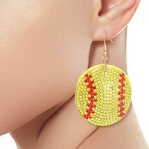 Yellow Red Crystal Softball Padded Earrings - £12.05 GBP