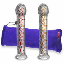 LeLuv Dildo 7 Inch Glass Classic G-Spot Wand with Premium Padded Pouch - £25.43 GBP