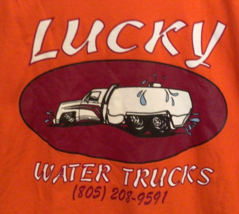 LUCKY Water Trucks Advertising Water Truck Size XL EUC Orange Long Sleev... - $28.98