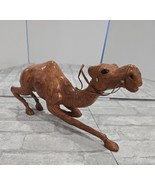 Vintage Leather Wrapped Camel Figurine Laying Down 23&quot; x 8&quot; Large Art Decor - $89.07 CAD