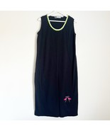 Storybook Knits Maxi Dress Black Flamingos Rick Rack Sleeveless Cotton W... - $27.41 CAD