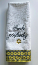 Avanti Hand Towel Think Positively Embroidered Embellished Yellow Trim 30x16&quot; - £16.64 GBP