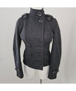 DKNY Jacket Charcoal Gray Wool Blend Double Breasted Cropped Size XS - £27.21 GBP