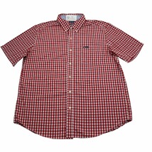 Chaps Shirt Mens XL Red Plaid Easy Care Button Down Short Sleeve Collare... - £14.45 GBP