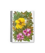 Yellow Poppy and Anemone, Spiral Notebook, Dried Flower Art, Eco-friendly - $14.70