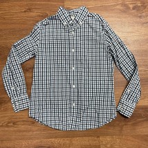 Crewcuts Dark Blue White Checkered Long Sleeve Button Up Shirt Boys Size 12 - £17.11 GBP