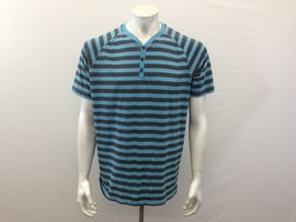 Burnside Premium Men&#39;s Extra Large Blue And Black Horizontal Striped Polo Shirt - £8.31 GBP
