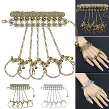 Women Boho Retro Coins Bell Ring Bracelet Jewelry Decor Fashion Belly Chain Hand - £5.83 GBP