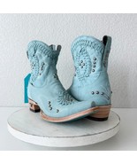 Lane COSSETTE Womens Cowboy Booties 8 Western Cowgirl Boots Blue Leather Short - $292.05