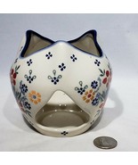 UNIKAT Boleslawiec Polish Pottery Candle Holder Flowers Heart Cut Outs H... - £17.60 GBP
