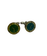 Vintage Watch Face Blue Green Men’s Silver Tone Cuff Links  - £9.44 GBP