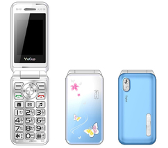 N509 Women Flip Phone Big Keys 2.4 Inch Dual Sim Mp3 FM 2g GSM Phone Blue - $49.99