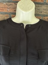 Simply Vera Wang Dress Large Black Roll Tab Long Sleeve Tie Waist Chiffon NWT - £17.57 GBP