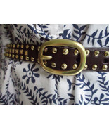 Linea Pelle Black Handmade Genuine Leather Triple Strap Belt Brass Studs... - £22.32 GBP