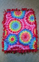 Cute Rainbow TIe Dye Mini Blanket 32x24 inches. Peace Hippy Love - £8.02 GBP