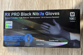 Raxwell Nitrile Gloves Black Disposable Latex Free 4.5mil Sz M 100 Count  NEW - £17.39 GBP