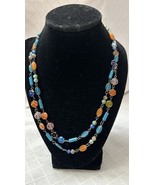 Cookie Lee multicolored Glass Bead Necklace Long Strand Vintage 42&quot; - €25,66 EUR