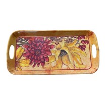 New Casual Gourmet Melamine Floral Serving Tray Platter Rectangle Gold R... - $10.88