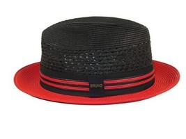 Men's Bruno Capelo Hollywood 2-Tone Straw Style Fedora Hat HW795 Black/Red image 4
