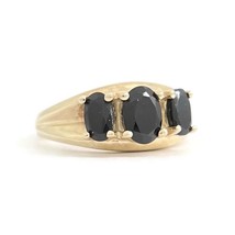 Authenticity Guarantee 
Vintage 3-Stone Oval Black Sapphire Statement Ring 10... - £475.52 GBP