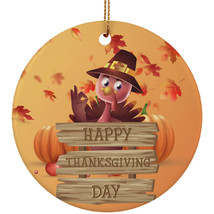 Happy Thanksgiving Turkey Pumpkin Ornament Cute Baby Turkey Fall Ornaments Gift - £11.86 GBP