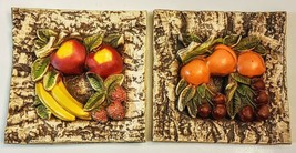 MAC Kitchen Plaque LOT 10&quot; Fruit Apple Peach Banana RARE VTG 3D Wall Decor - £39.84 GBP