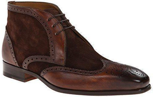 NEW Handmade 2 Tone Brown Leather Suede Ankle Boot, Men Chukka Wing Tip Lace up
