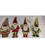 Lot of 4 Wondershop Gnome Christmas Ornaments Felt Embroidered NEW - $18.48