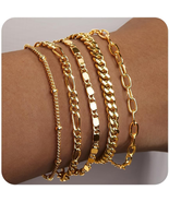 Gold Bracelets for Women Trendy,14K Gold Plated Dainty Stackable Papercl... - $251.63 MXN