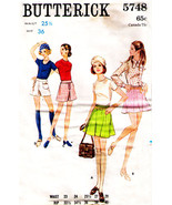 Misses&#39; SKIRT or PANTSKIRT Vintage 1970&#39;s Butterick Pattern 5748 Waist S... - $12.00