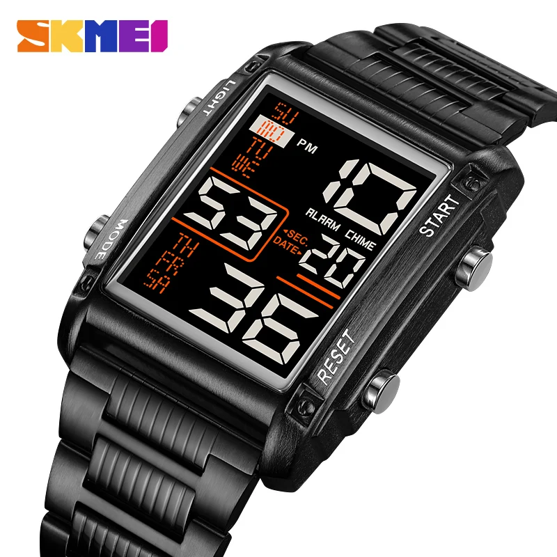 Stainless Steel Back Light Display Stopwatch Digital Sport Watches Men W... - $35.02